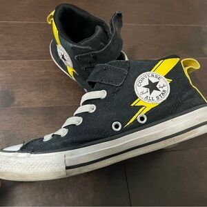 Converse All Star Chuck Taylor Black & Yellow Lightening Bolt High-Tops Youth 3